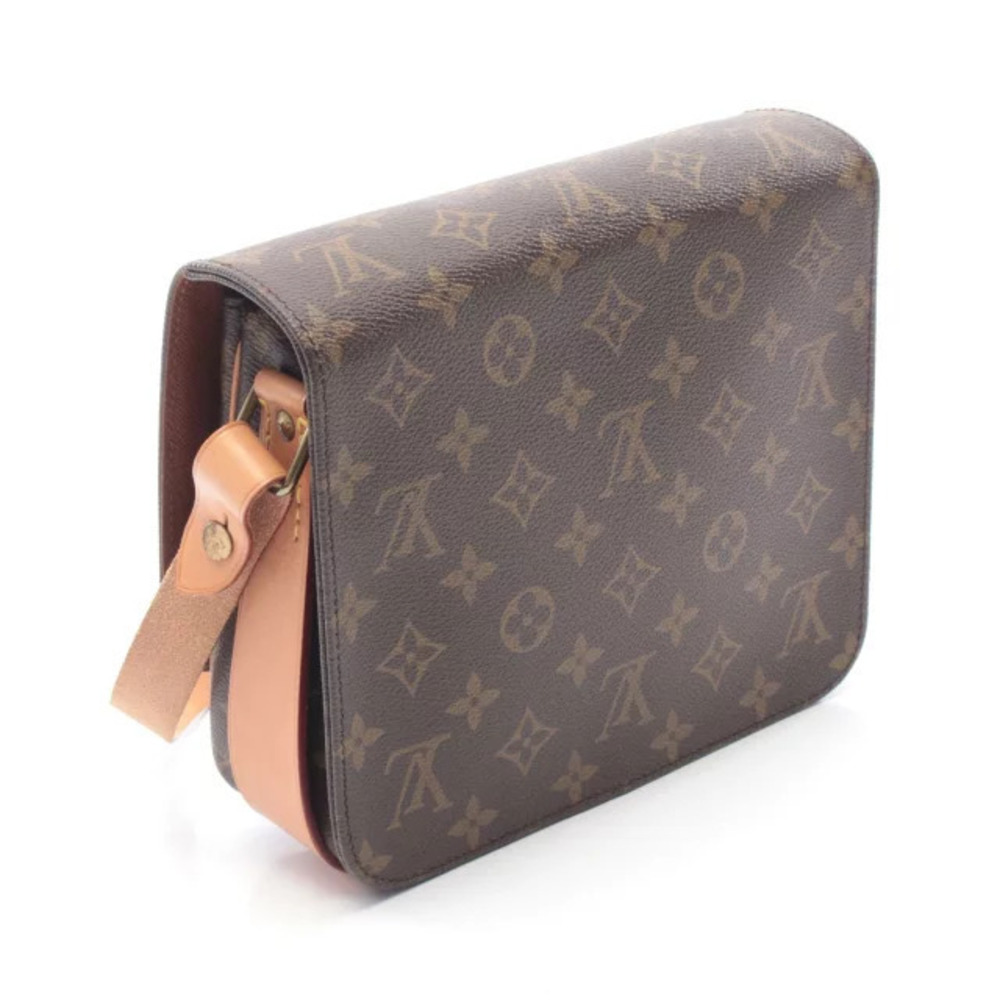 Louis Vuitton Shoulder Cartouchiere Canvas Bag Leather Monogram Brown
